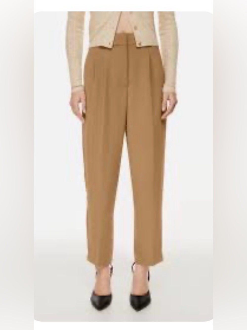 NWT IRO trousers tailored mid-rise silhouette front pleat size 36 khaki